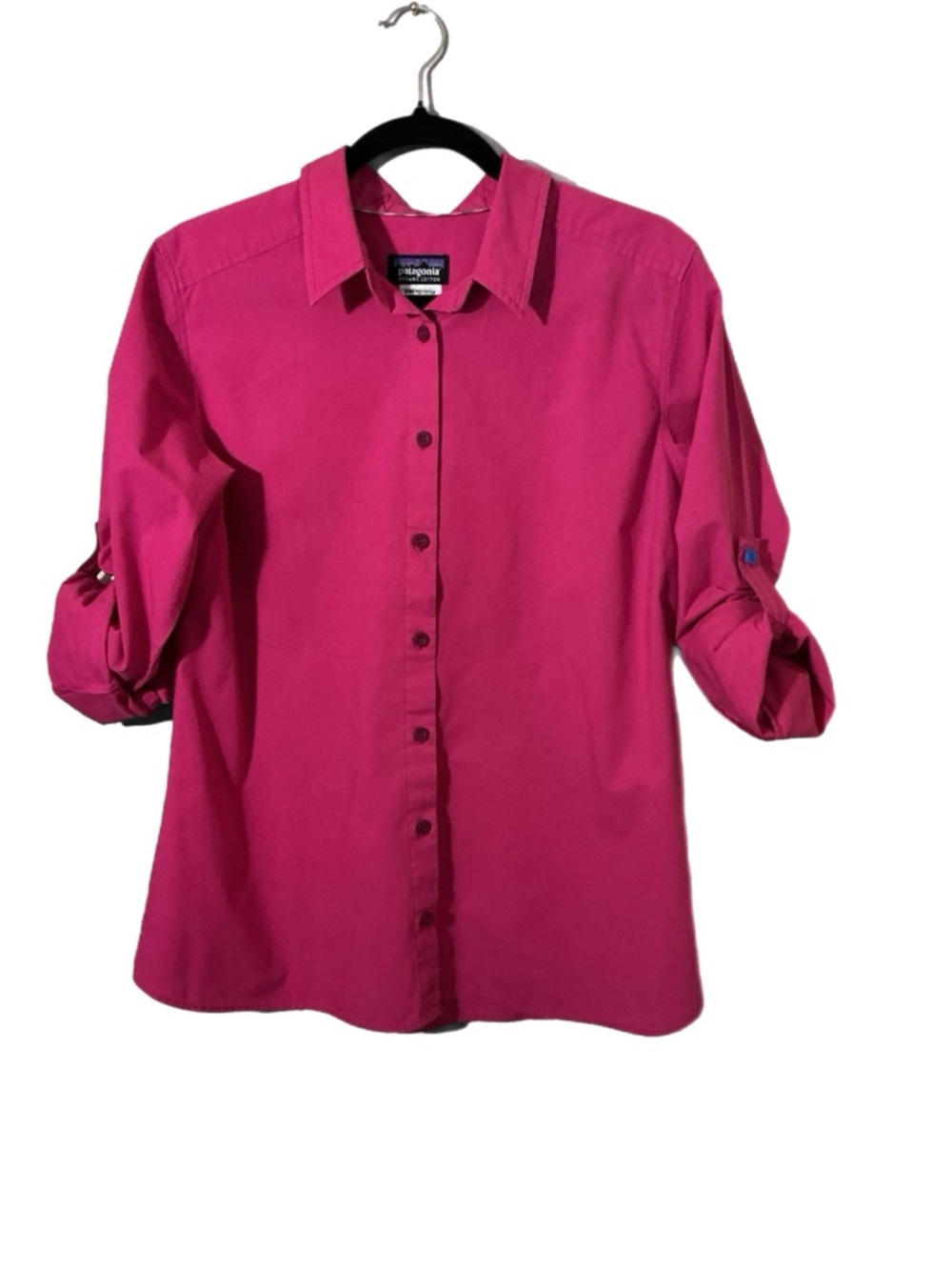 Patagonia Women's Button-Up Shirt in Hot Pink Size 12 Roll Tab Sleeve